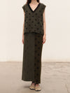 YANYAN KNITS Fall/Winter 2025: Daisy Work Jacket / V-Neck Vest / DAISY Maxi Skirt YYK-YYW24-0434-LV Vest (YYW25-2051)